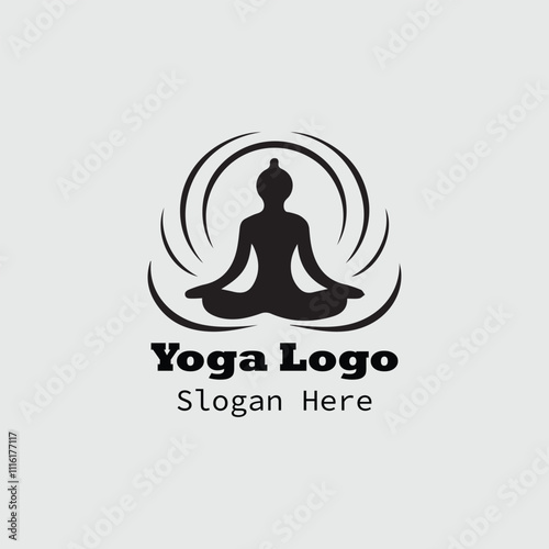 A yoga logo black and white background. photo