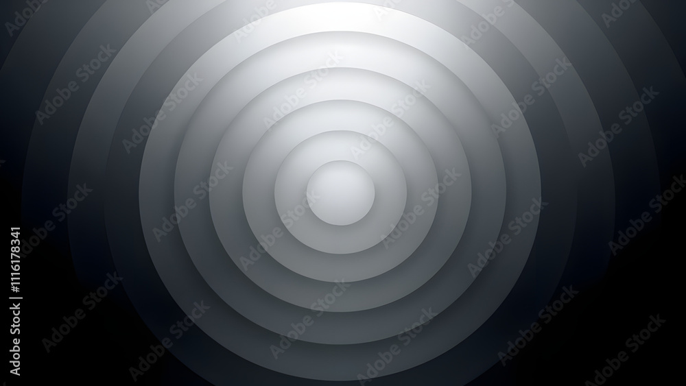 Obraz premium Radial gradient featuring alternating rings of soft gray and pitch black for a hypnotic effect