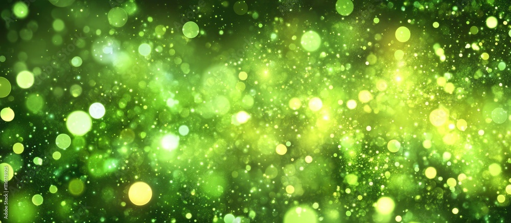 Obraz premium Warm green bokeh backdrop with festive lights ideal for Christmas themed designs and ample copy space for text or graphics.
