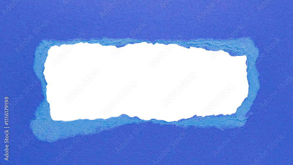 Naklejka premium Dark blue torn paper or cardboard message backdrop with rough edges and blank copy space for text in the middle, png template on transparent background design element