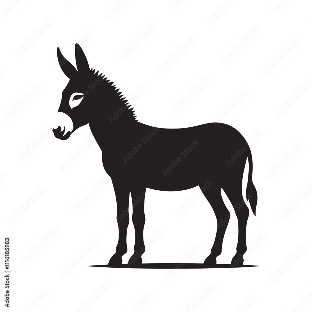 Fototapeta premium Donkey silhouette for creative digital projects - Donkey black vector 