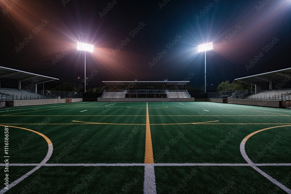 Fototapeta premium Atmospheric Lighting Over a Deserted Lacrosse Field Arena
