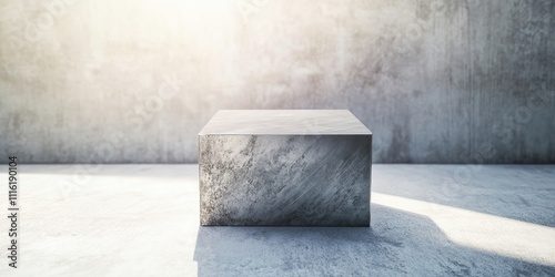 A block made of tungsten set against a pristine, uncluttered background provides a striking visual contrast and highlights the unique qualities of the tungsten material.