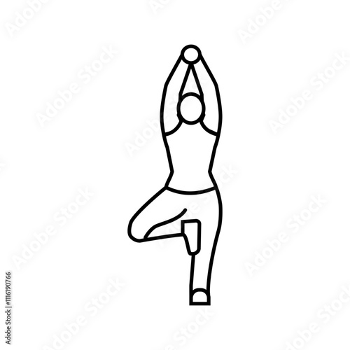 tree pose vrksasana yoga line icon vector. tree pose vrksasana yoga sign. isolated contour symbol black illustration