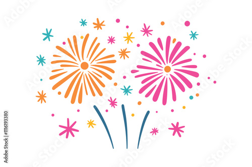 Fireworks Burst Vector Illustration - Colorful Celebration and Party Display for Festive Events photo