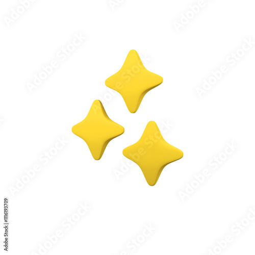 Yellow sparkle isolated 3d render icon illustration