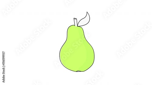 Green pear seamless looped animation with luma matte and alpha channel.