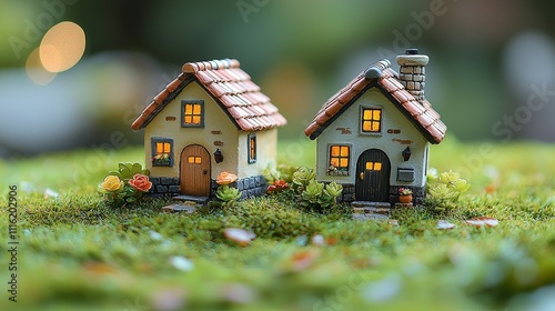 Cozy Miniature Houses in a Fairy Tale Garden Setting