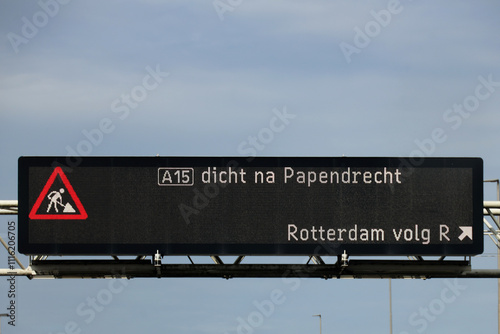 Dynamic traffic information panel above the motorway A27 photo