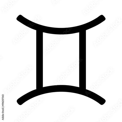 Gemini zodiac symbol in black minimalist design