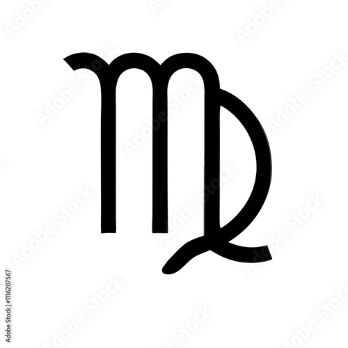 Virgo zodiac symbol in black minimalist design