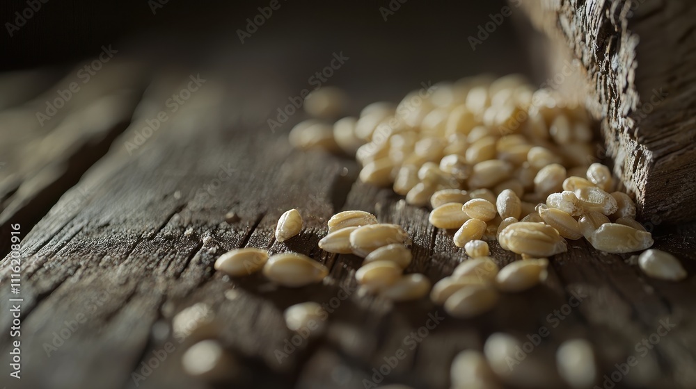 Obraz premium Close-up of barley on the table. Selective focus