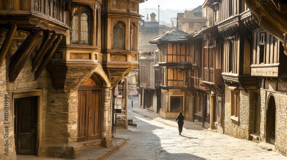 Fototapeta premium Enchanting Old-World Charm: A Glimpse into a Historic European Town