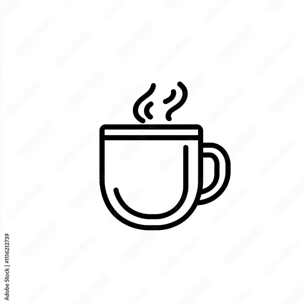 Simple outline icon of a hot drink on a white background. 