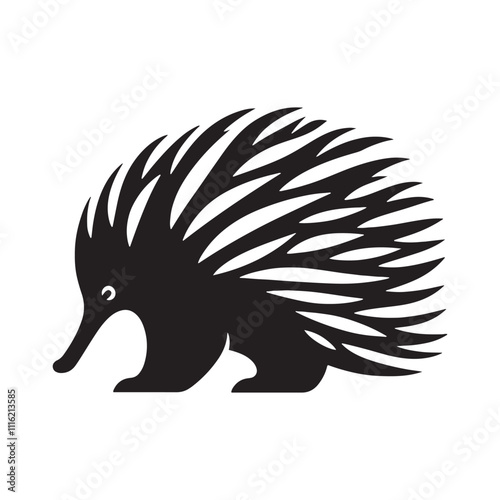 Captivating echidna silhouette for artistic and media designs - Echidna illustration - minimallest echidna vector
