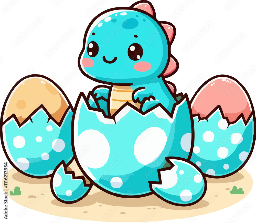 Obraz premium a cartoon illustration of a dragon with eggs in the background.