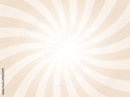 Gray background with white swirl sun ray. Pattern of starburst of spiral radial sunburst. Abstract texture with light of sunburst. Radial beam of sunlight. Retro background with flash. 