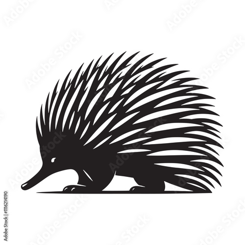 Elegant echidna silhouette for various media purposes - Echidna black vector
