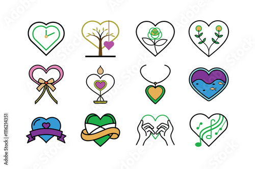 Creative Heart-Themed Icon Designs for Every Occasion