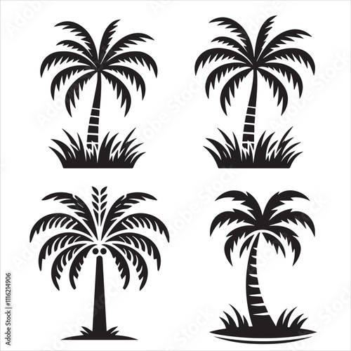 Elegant Black Palm Tree Icon