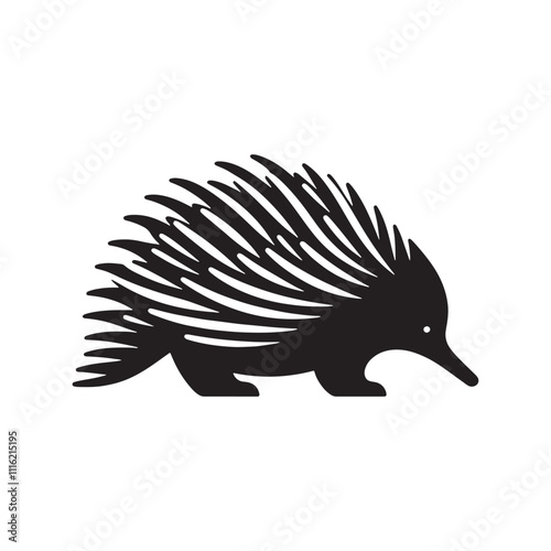 Echidna silhouette for various digital and print designs - Echidna black vector
