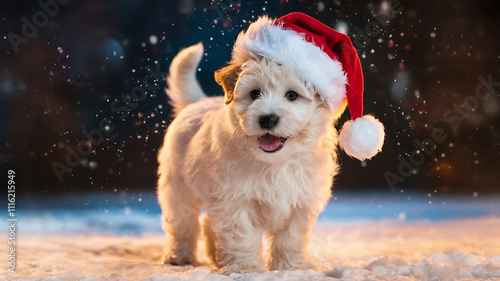 dog in santa hat