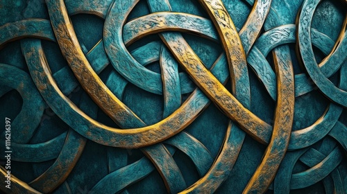 An abstract design filled with interwoven Celtic knots, symbolizing eternity and interconnectedness. photo