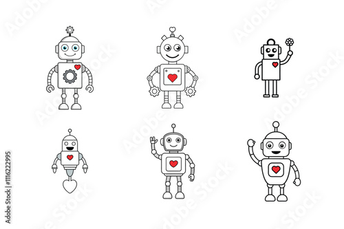 Charming Robot Outline Vector Designs, Perfect for Creative Inspirations