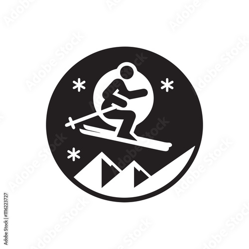 Ski vector icon symbol design art illustration.