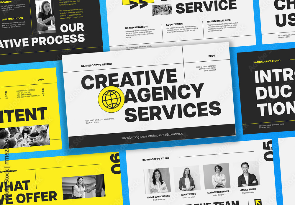 Modelo de Black Yellow Modern Creative Agency Services Presentation do ...