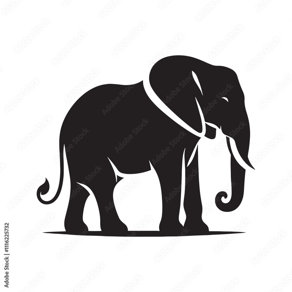 Obraz premium Simplified elephant silhouette for versatile print purposes - Elephant illustration - minimallest elephant vector 