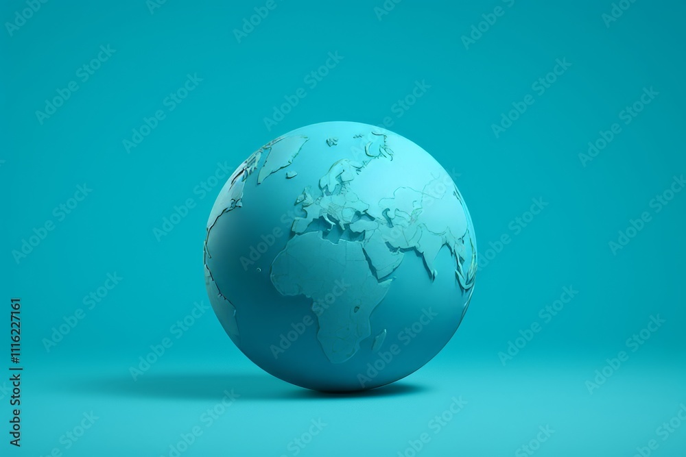 Minimalist blue globe design emphasizing geography and the spirit of global exploration Minimalist blue globe design emphasizing geography and the spirit of global exploration