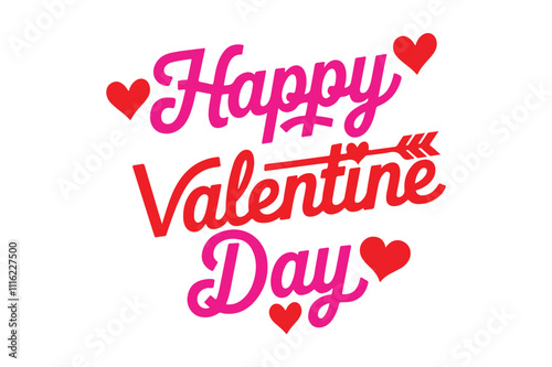 Happy Valentine’s Day Typography Design on White Background
