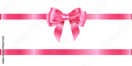 Pink bow with beautiful ribbon, looks luxurious for decorating web pages, birthday parties, festivals, souvenirs, souvenirs and other important events.