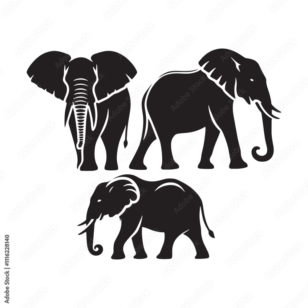 Fototapeta premium Simplified elephant silhouette for modern design purposes - Elephant illustration - minimallest elephant vector 