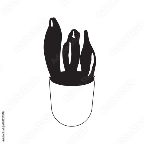 cactus in pot silhouette vector illustration