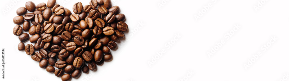 Heart made of coffee beans isolated on white background. Coffee beans arranged in a heart shape, top view, light background. Heart shape made of coffee beans, Valentine's Day concept, symbol of love Heart made of coffee beans isolated on white background. Coffee beans arranged in a heart shape, top view, light background. Heart shape made of coffee beans, Valentine's Day concept, symbol of love