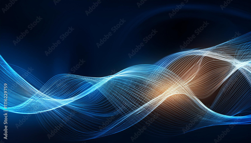 Abstract glowing wave lines on dark blue background Abstract glowing wave lines on dark blue background