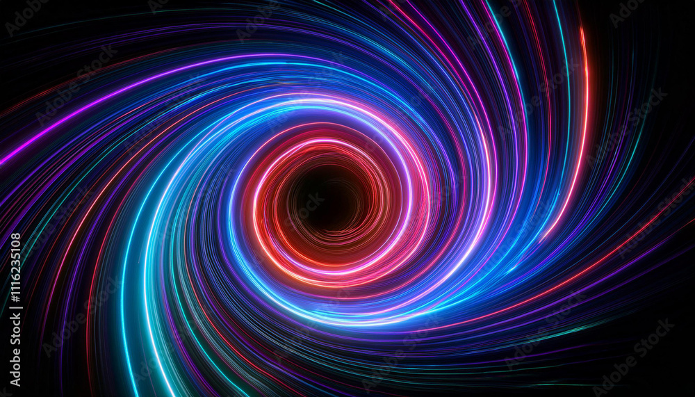 Abstract neon light spiral effect on black Abstract neon light spiral effect on black