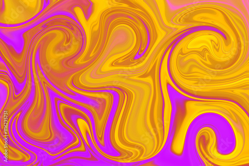 Abstract background of magenta and yellow color from twirling waves. Background for design. Marble ink colorful. Can be used for background or wallpaper. Good for design or logo background or backdrop