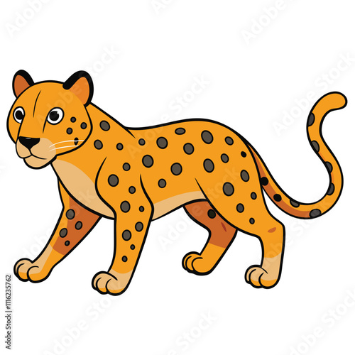 Vector jaguar flat hand-drawn cheetah isolated on a white background photo