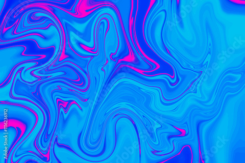 Abstract background of blue and magenta color from twirling waves. Background for design. Marble ink colorful. Can be used for background or wallpaper. Good for design or logo background or backdrop.