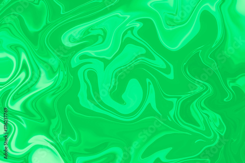 Abstract background of green color from twirling waves. Background for design. Marble ink colorful. Can be used for background or wallpaper. Good for design or logo background or backdrop.