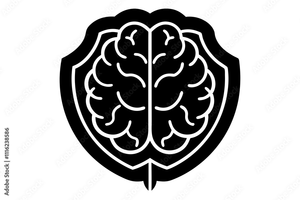 Fototapeta premium Vector modern brain black icon isolated on white background
