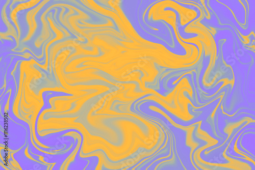Abstract background of purple and yellow color from twirling waves. Background for design. Marble ink colorful. Can be used for background or wallpaper. Good for design or logo background or backdrop.