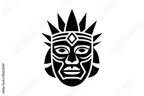 Moche Warrior Mask Silhouette (Peru)  Ancient Moche Culture Mask Design for Art & Prints