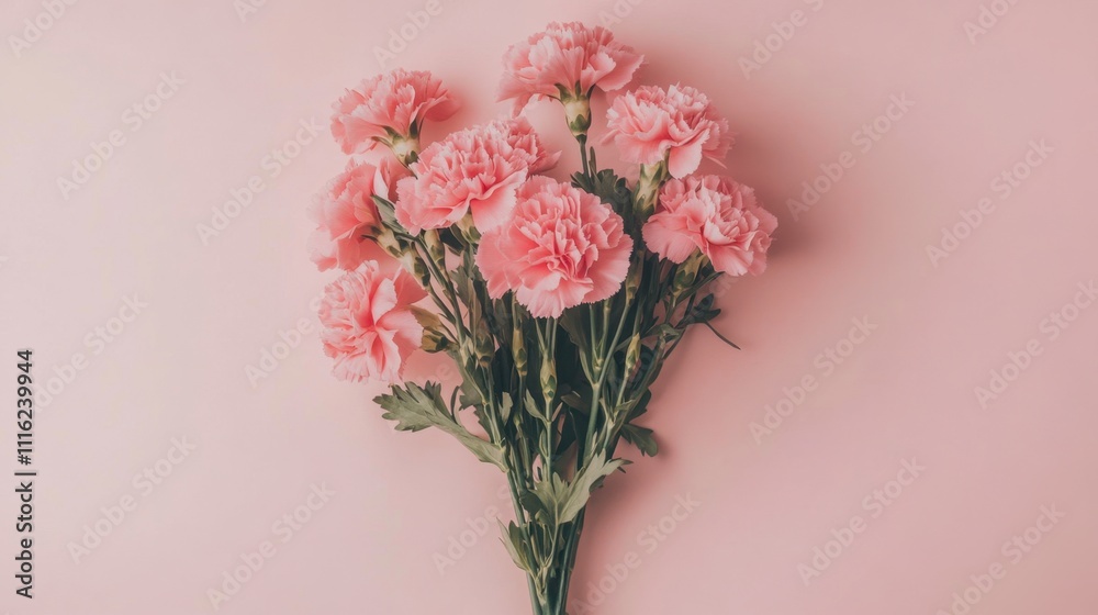 Fototapeta premium Elegant Mother's Day Floral Arrangement with Pink Carnations on Soft Background