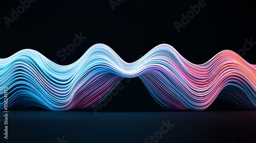 Vibrant wave pattern in blue and pink hues on a dark background, showcasing digital fluidity and abstract design in motion. photo