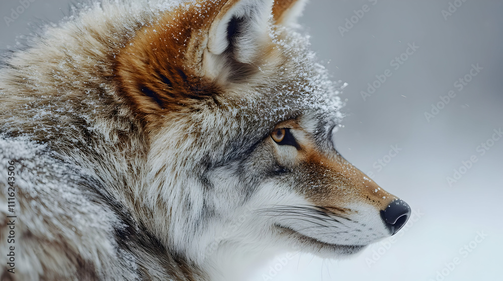 Obraz premium Majestic Winter Wolf Profile Realistic Photograph