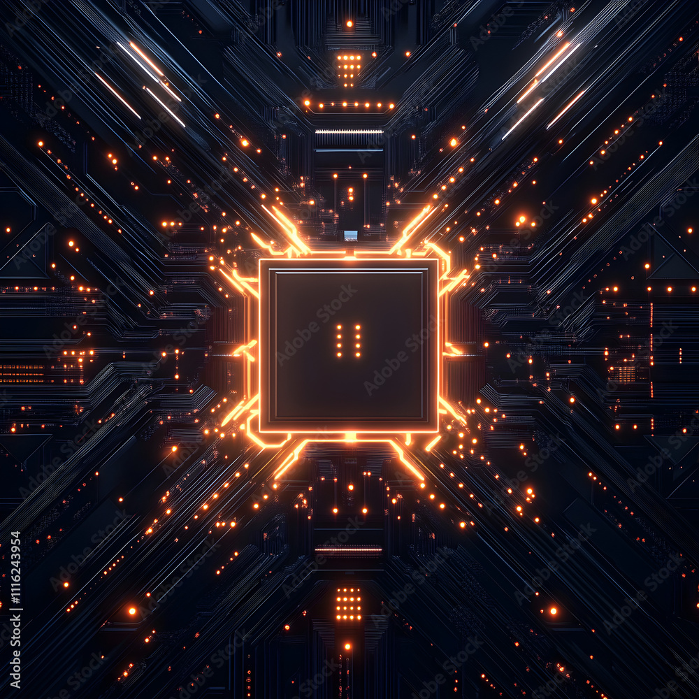 Obraz premium Futuristic circuit design digital realm graphic art high-tech environment abstract view visual innovation for seo impact